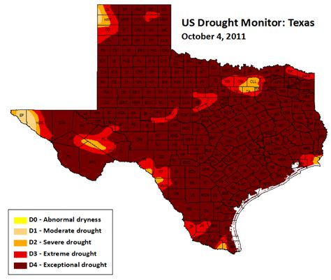 Exceptional drought affecting much of Central Texas